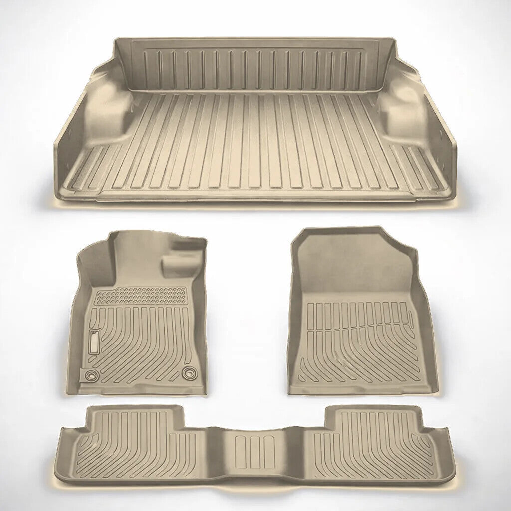Tapis 3D pour pick-up avec protection de benne en beige